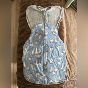 Love to Dream Blue and Gray Goose-Print Swaddle Sleep Sack